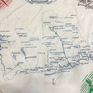 Västmanland, Sweden souvenir scarf or table square - vintage travel souvenir - NextStage Vintage