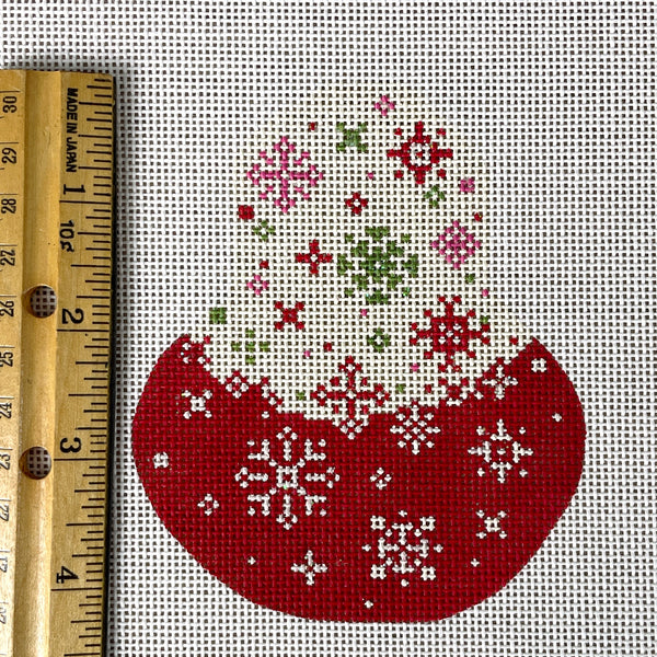 Kelly Clark Red Velvet Snowflake Pear ornament needlepoint canvas #KCN1430 - NextStage Vintage