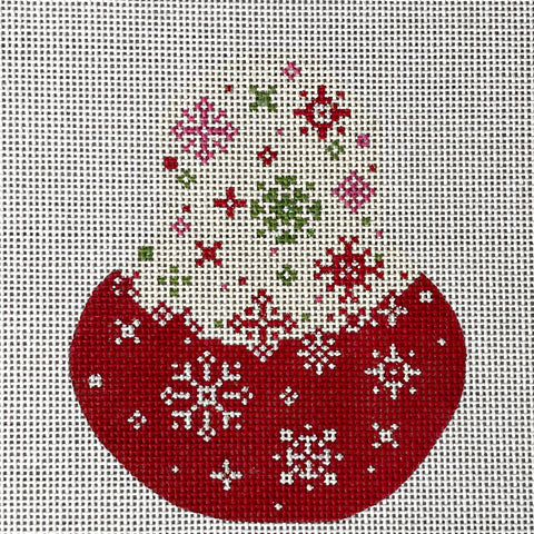 Kelly Clark Red Velvet Snowflake Pear ornament needlepoint canvas #KCN1430 - NextStage Vintage