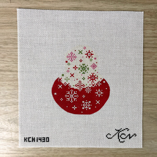 Kelly Clark Red Velvet Snowflake Pear ornament needlepoint canvas #KCN1430 - NextStage Vintage