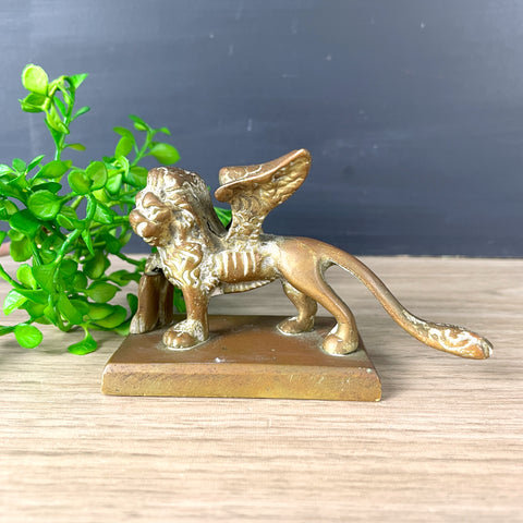 Venetian Lion of St. Mark brass figurine - vintage religious decor - NextStage Vintage