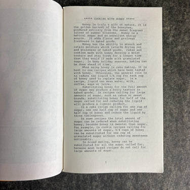 The Vermont Beekeeper's Cookbook - vintage honey recipe booklet