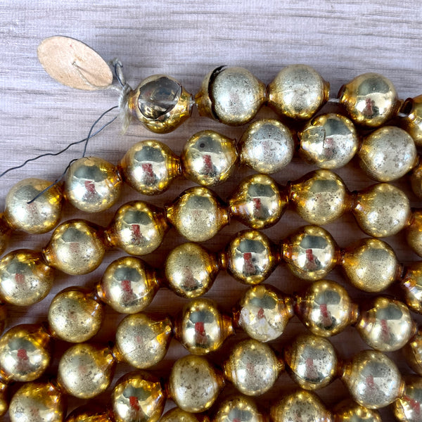 Antique gold glass ball garland - 11' - vintage Christmas - NextStage Vintage
