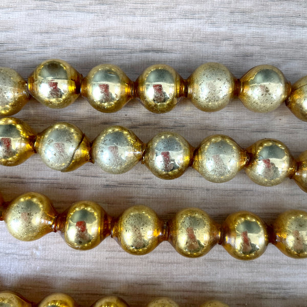 Antique gold glass ball garland - 11' - vintage Christmas - NextStage Vintage