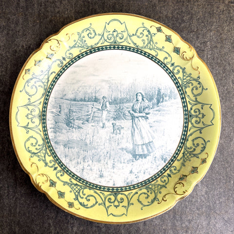 Victorian pastoral transferware wall charger plate - late 1800s - NextStage Vintage