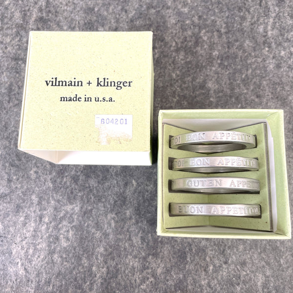 Vilmain and Klinger Bon Appétit! napkin rings - set of 4 - NextStage Vintage