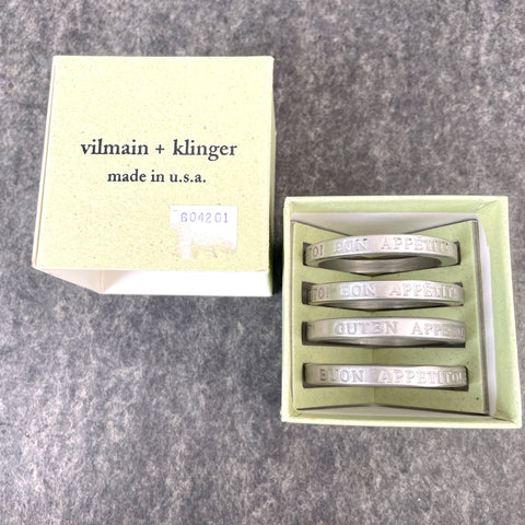 Vilmain and Klinger Bon Appétit! napkin rings - set of 4 - NextStage Vintage