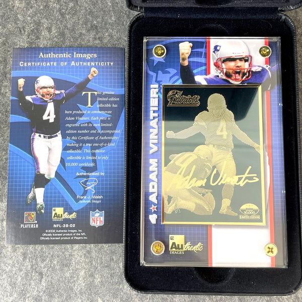 Adam Vinatieri 2002 Authentic Images Gold Limited Edition Commemorative Card - NextStage Vintage