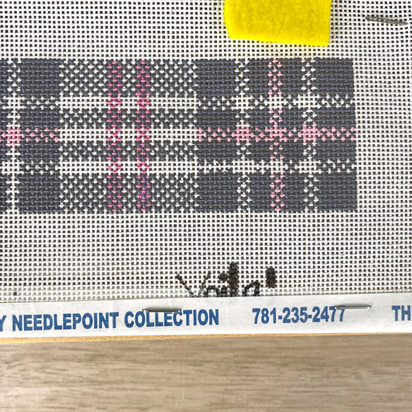 Voila pink, white and gray plaid belt needlepoint canvas #BSK-610 - NextStage Vintage