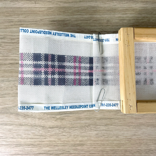 Voila pink, white and gray plaid belt needlepoint canvas #BSK-610 - NextStage Vintage