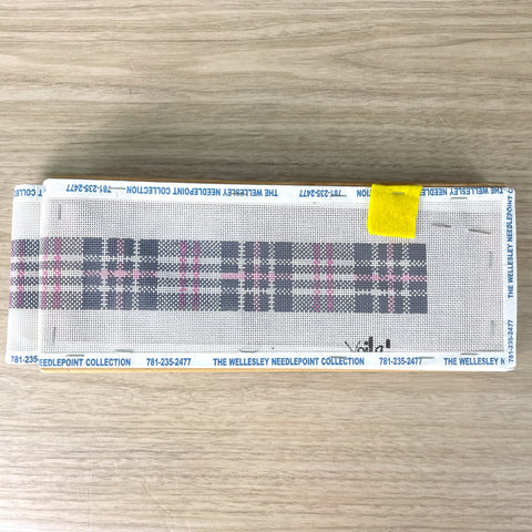 Voila pink, white and gray plaid belt needlepoint canvas #BSK-610 - NextStage Vintage