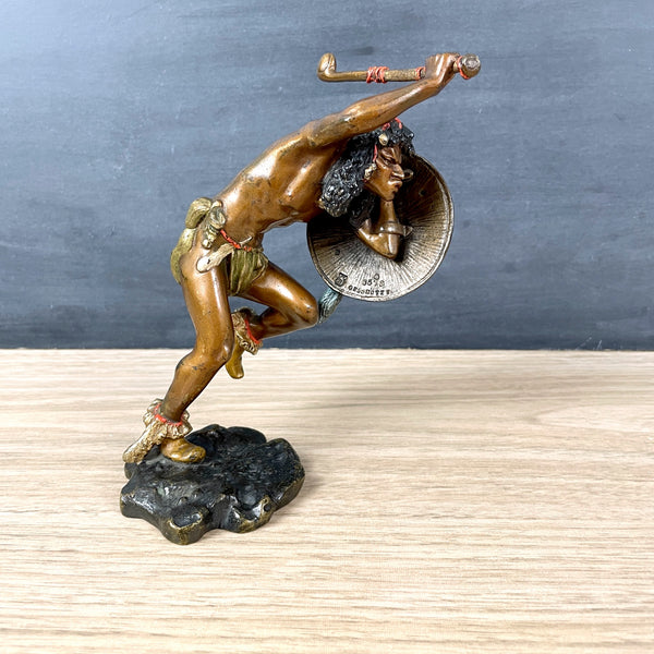 Franz Bergman Native American warrior cold painted Vienna bronze sculpture - NextStage Vintage