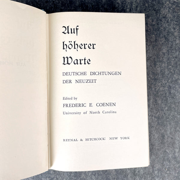 Auf höherer Warte - Frederic E. Coenen - 1941 German short story textbook - NextStage Vintage