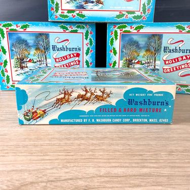 Washburn's Holiday Greetings candy box - mid century Christmas graphics - NextStage Vintage