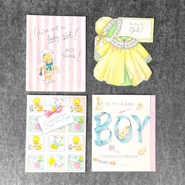 18 Vintage 1950s and 1960s new baby and wedding greeting cards - used - for crafts - NextStage Vintage