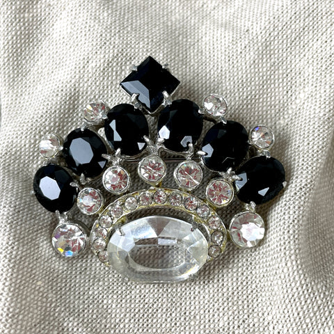 Crown crystal brooch / pendant by Joseph Wiesner - vintage costume jewelry