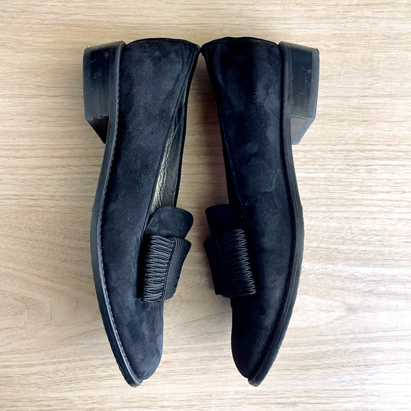 Stuart Weitzman black suede Atabow loafer - size 7 - NextStage Vintage