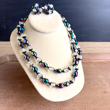 West German 2 strand beaded necklace with matching earrings - 1960s vintage - NextStage Vintage