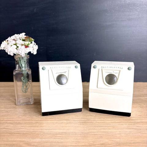 Westinghouse Plastic Washing Machine/Dryer Salt & Pepper Shaker set  - 1960s vintage - NextStage Vintage