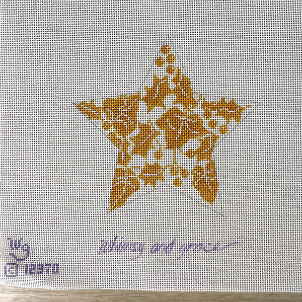 Whimsy and Grace Terri's Star and Holly & Ivy Star needlepoint canvases - NextStage Vintage