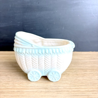 Napco blue baby carriage planter C-6906 - vintage baby room decor- baby shower - NextStage Vintage