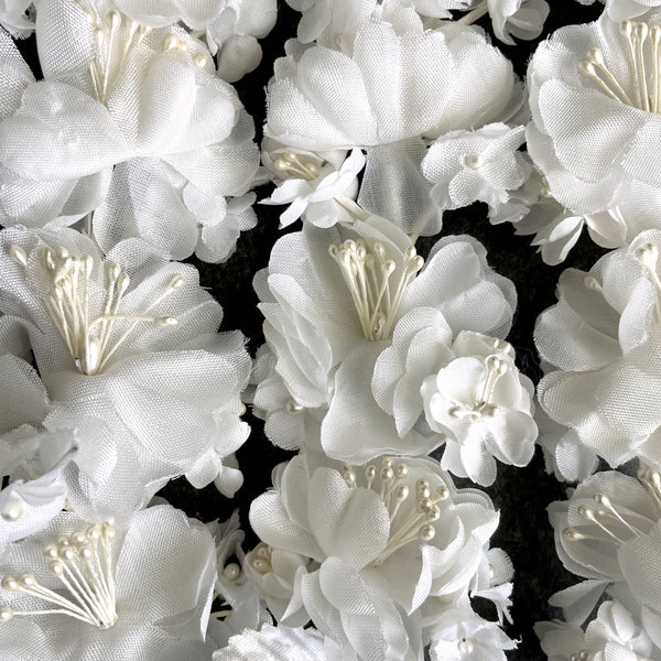 Millinery white flower lot of 6 - vintage silk bridal