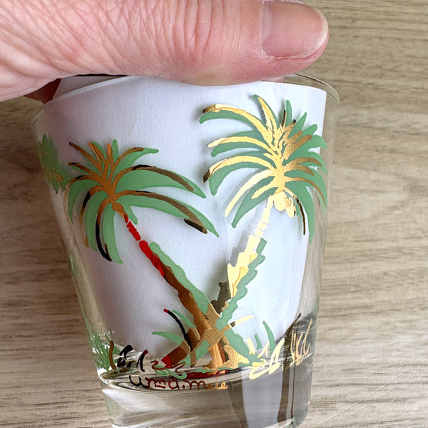 William A Meier mid century tropical monkey rocks glasses - set of 8 - 1950s vintage