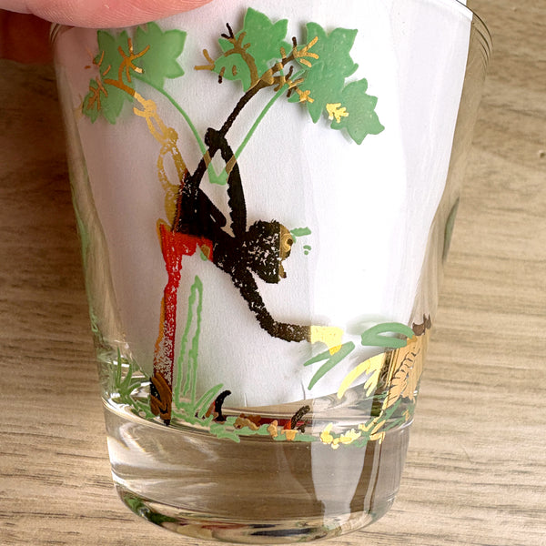 William A Meier mid century tropical monkey rocks glasses - set of 8 - 1950s vintage