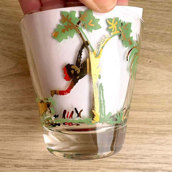 William A Meier mid century tropical monkey rocks glasses - set of 8 - 1950s vintage