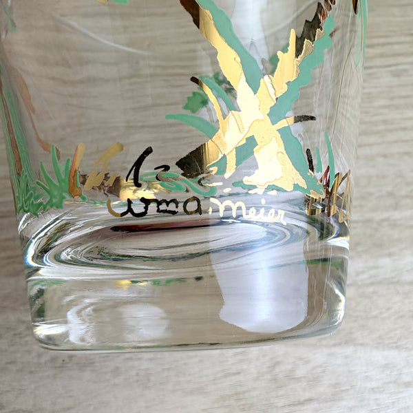 William A Meier mid century tropical monkey rocks glasses - set of 8 - 1950s vintage
