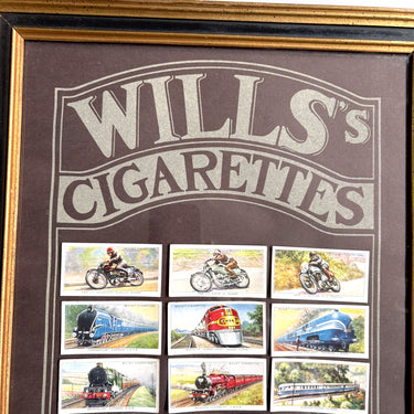 Framed 1930s W.D. & H.O.Wills transportation themed cigarette cards - NextStage Vintage