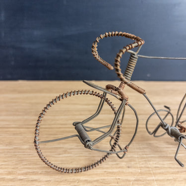 Wire Bicycle Sculpture Folk Art Decor Metal Miniature Display
