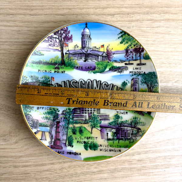 Wisconsin state souvenir plate - vintage 1950s road trip souvenir - NextStage Vintage