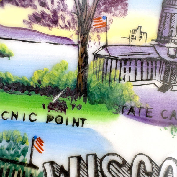 Wisconsin state souvenir plate - vintage 1950s road trip souvenir - NextStage Vintage