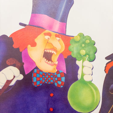 Vintage Halloween Die Cuts 2 Witch Cauldron Mad Scientist Purple Cartoon 12.5"