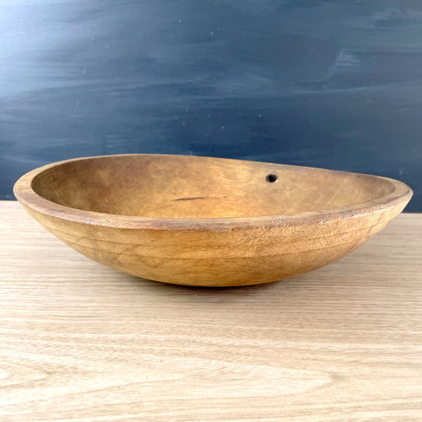 Oval turned wood bowl - vintage rustic decor - NextStage Vintage