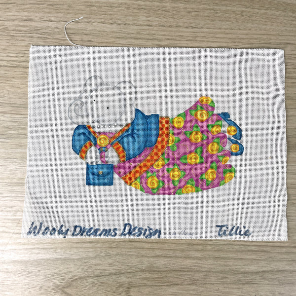 Wooly Dreams by Lula Chang Tillie Elephant Angel needlepoint canvas - NextStage Vintage