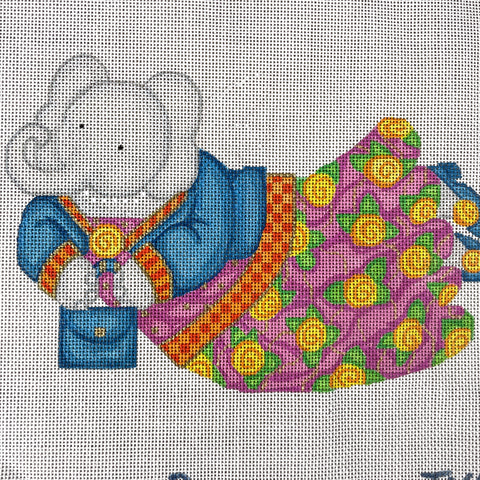 Wooly Dreams by Lula Chang Tillie Elephant Angel needlepoint canvas - NextStage Vintage