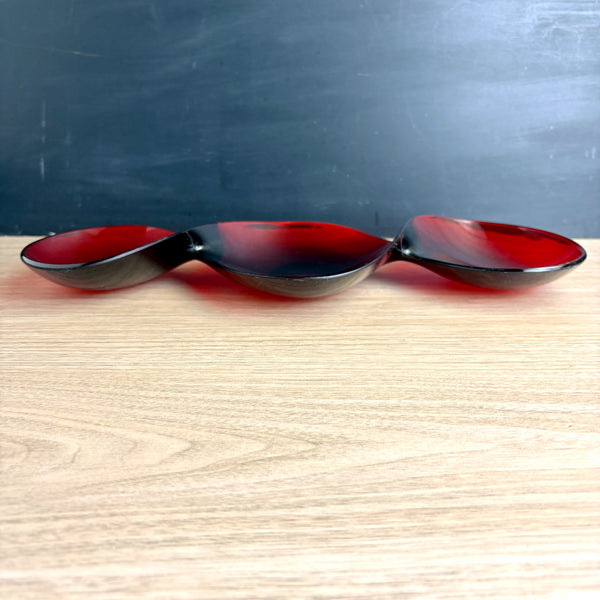 Red acrylic Wovo twist divided snack tray - Scott Henderson design