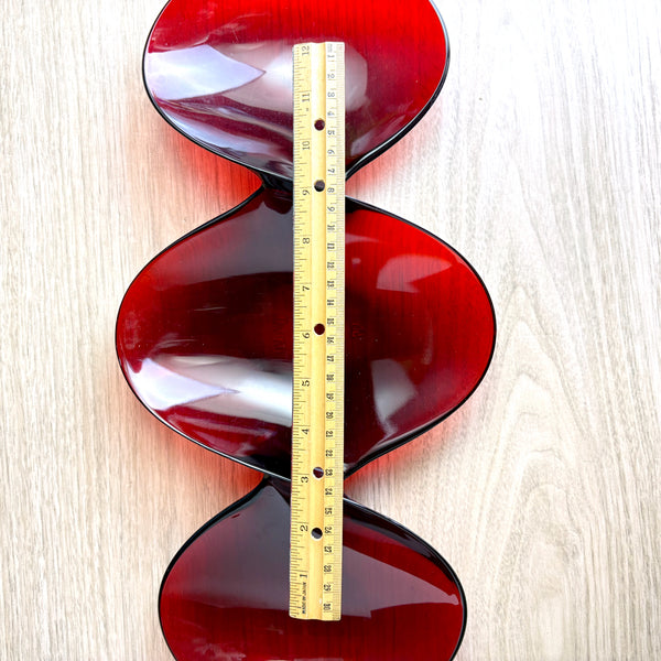 Red acrylic Wovo twist divided snack tray - Scott Henderson design