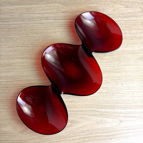 Red acrylic Wovo twist divided snack tray - Scott Henderson design