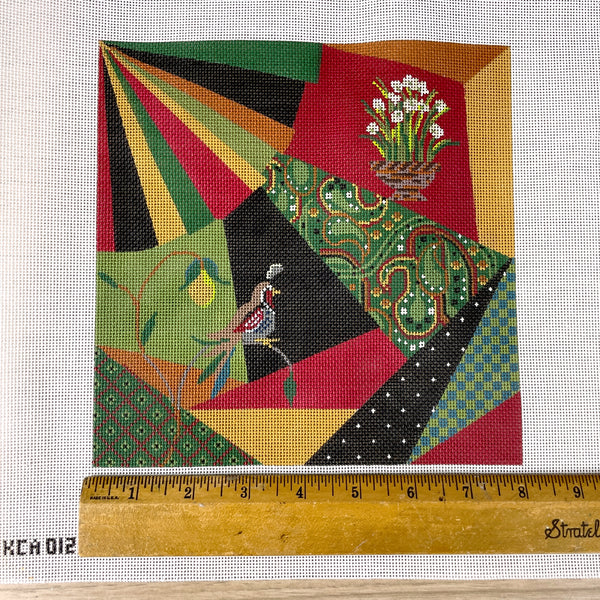 Kelly Clark Christmas Crazy Quilt needlepoint canvas KCA012-18 - NextStage Vintage