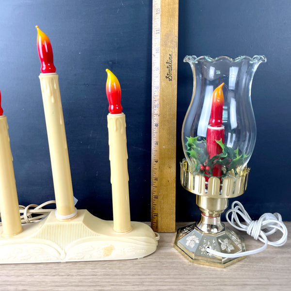 Christmas candelabra and hurricane lamp with flame bulbs - 1960s vintage - NextStage Vintage