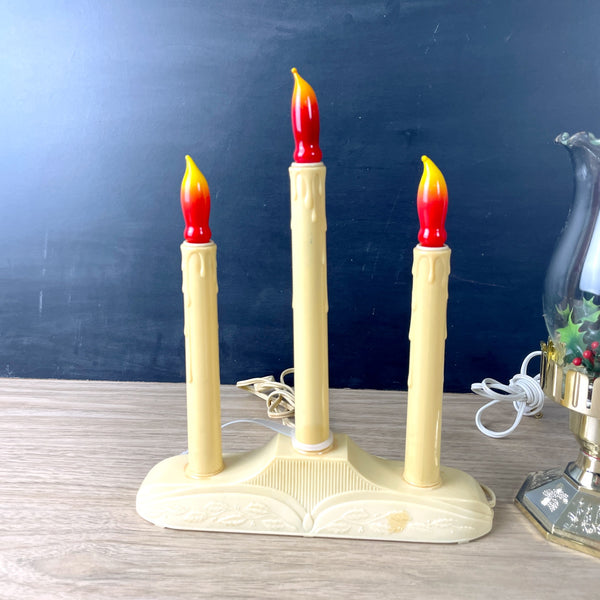 Christmas candelabra and hurricane lamp with flame bulbs - 1960s vintage - NextStage Vintage
