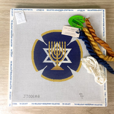 Judaic Designs by Tonya needlepoint yarmulke with fibers #JT006A6 - NextStage Vintage