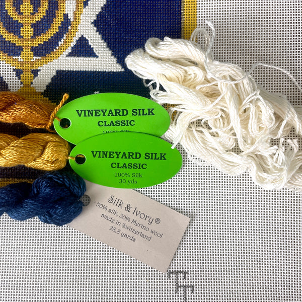 Judaic Designs by Tonya needlepoint yarmulke with fibers #JT006A6 - NextStage Vintage