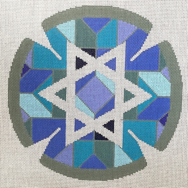 Mosaic Star yarmulke needlepoint canvas with stretchers and thread - NextStage Vintage