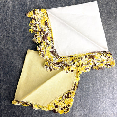 11 vintage linen crochet hankies - shades of yellow - 1950s vintage - NextStage Vintage