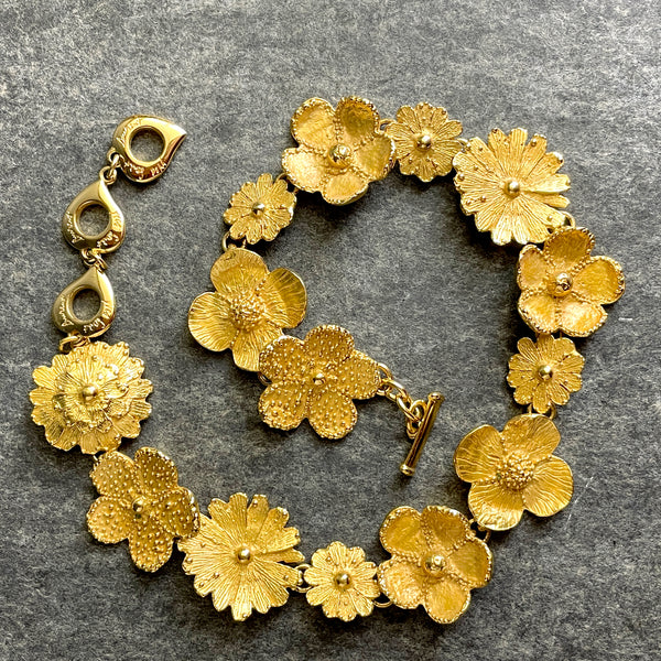 Yves Saint Laurent France gold tone flower necklace - vintage jewelry