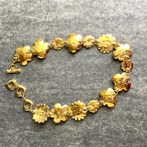 Yves Saint Laurent France gold tone flower necklace - vintage jewelry